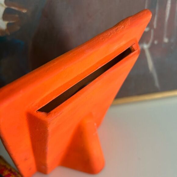 Vtg Mexican Folk Art Pottery Picture Frame Sun Moon Celestial Face Green Blue - Picture 10 of 16